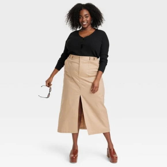 Women's Utility Maxi Skirt - A New Day™ ~ Tan - Picture 4 of 16